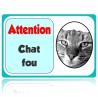 Plaque bleue attention au chat à personnaliser avec photo