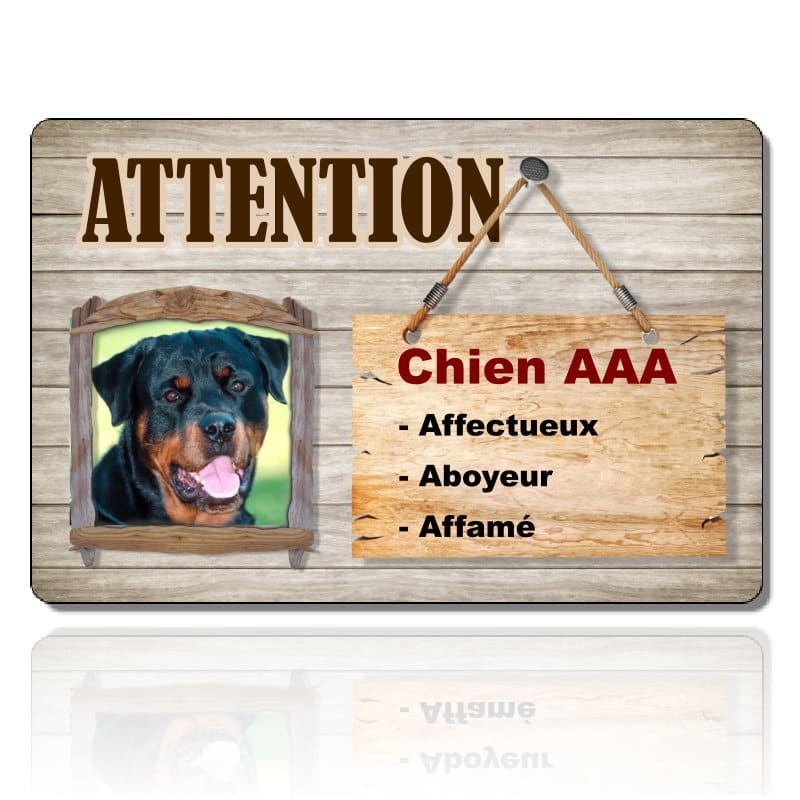 Plaque chien AAA Imitation bois à personnaliser avec photo