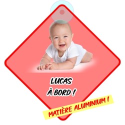 Pancarte bébé à bord aluminium personnalisable avec photo