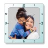 Horloge photo personnalisée carrée bleu