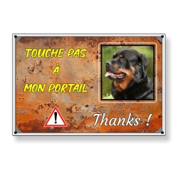 Panneau chien métal personnalisable pour portail Rottweiler