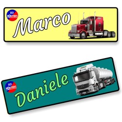 Plaque pour routier avec prénom et photo du camion